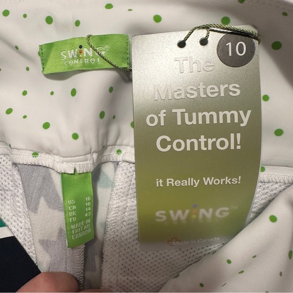 Swing Control Green Blue White Hopscotch Print Golf Trouser Pants Size 10 Womens - Picture 12 of 12